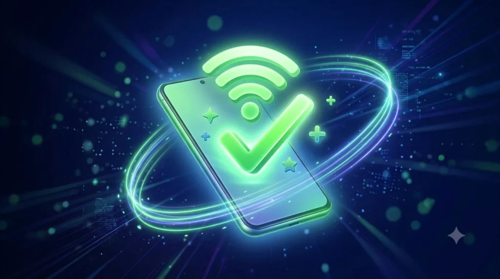 Android phone showing green successful connection icon for ChatGPT